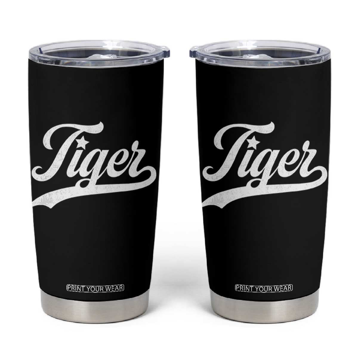 Retro Script Tigers Tumbler Cup Vintage Sports Team Name TS10 Black Print Your Wear