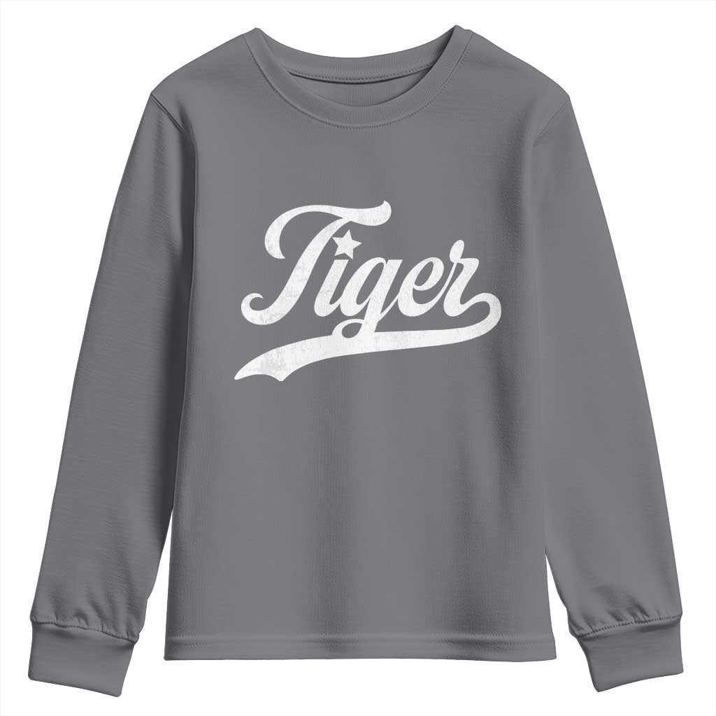 Retro Script Tiger Youth Sweatshirt Vintage Sports Team Name TS10 Charcoal Print Your Wear