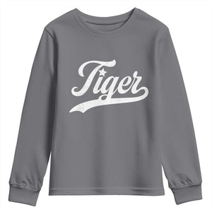 Retro Script Tigers Youth Sweatshirt Vintage Team Name TS10 Charcoal Print Your Wear