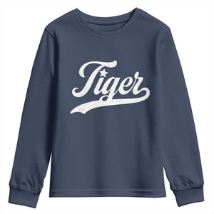 Retro Script Tigers Youth Sweatshirt Vintage Team Name TS10 Navy Print Your Wear