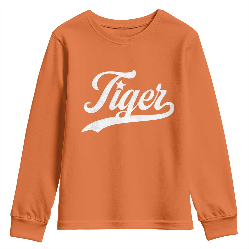 Retro Script Tiger Youth Sweatshirt Vintage Sports Team Name TS10 Orange Print Your Wear