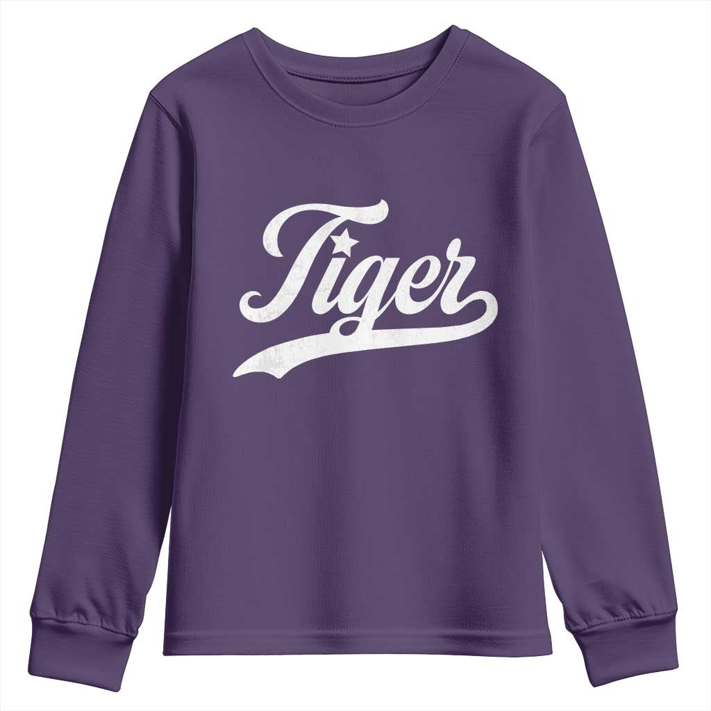 Retro Script Tiger Youth Sweatshirt Vintage Sports Team Name TS10 Purple Print Your Wear
