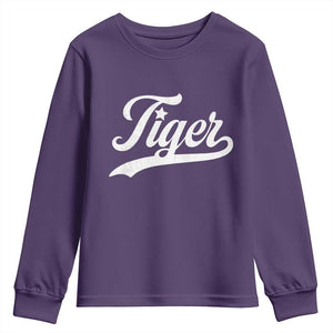 Retro Script Tigers Youth Sweatshirt Vintage Team Name TS10 Purple Print Your Wear