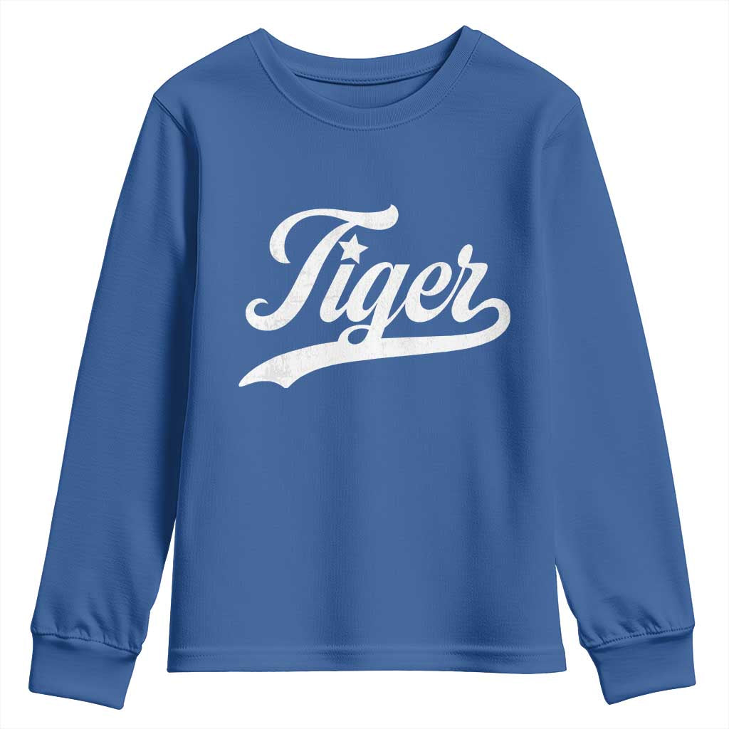 Retro Script Tiger Youth Sweatshirt Vintage Sports Team Name TS10 Royal Blue Print Your Wear