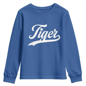 Retro Script Tigers Youth Sweatshirt Vintage Team Name TS10 Royal Blue Print Your Wear