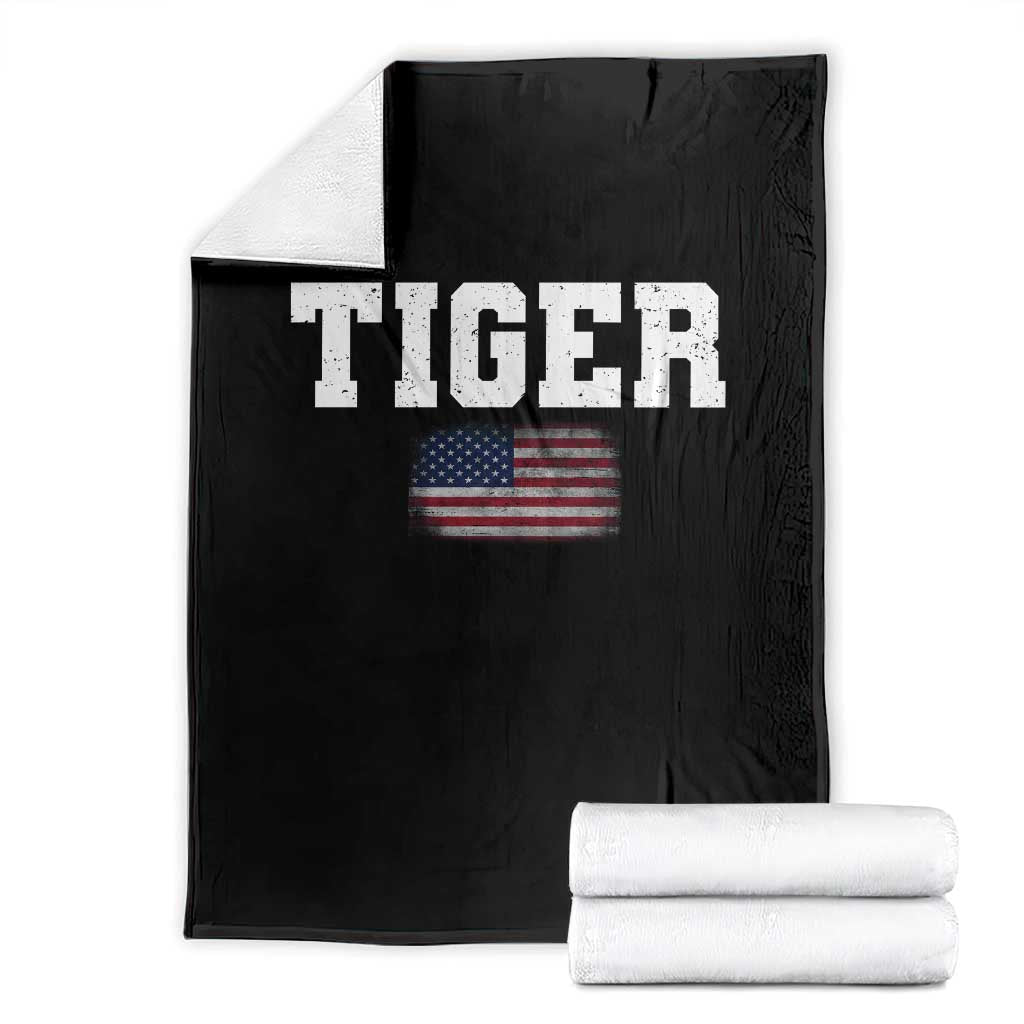 Classic Tigers Throw Blanket Retro Varsity Vintage Sports Team Name USA Flag TS10 Black Print Your Wear