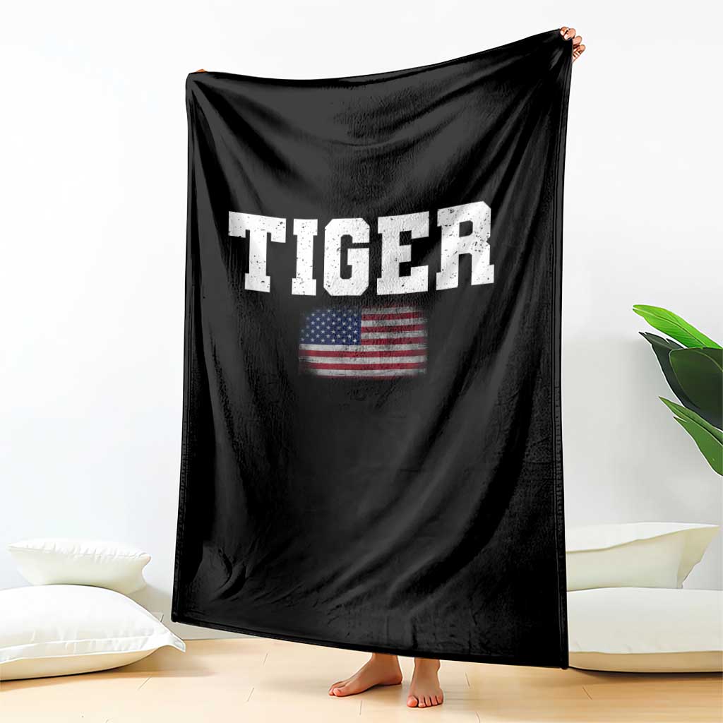 Classic Tiger Throw Blanket Retro Varsity Vintage Sports Team Name USA Flag TS10 Print Your Wear