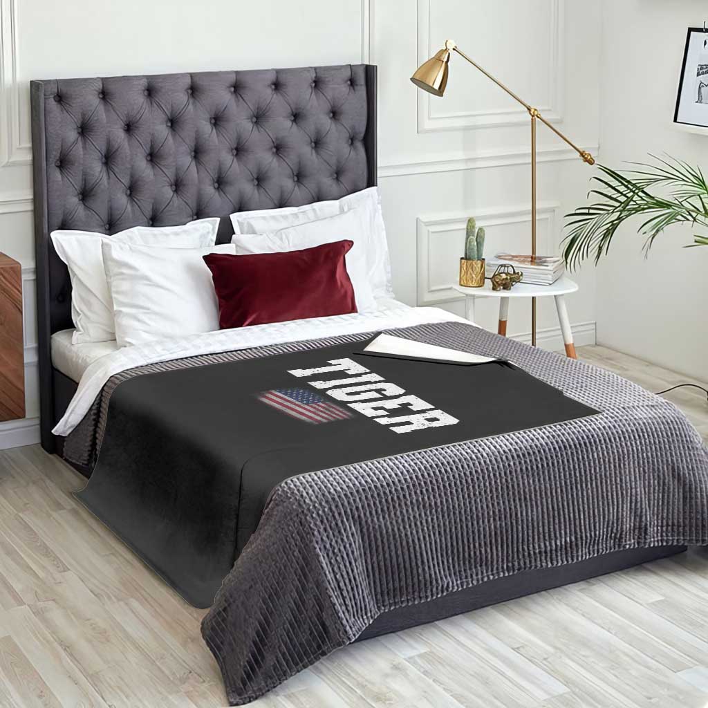 Classic Tigers Throw Blanket Retro Varsity Vintage Sports Team Name USA Flag TS10 Print Your Wear