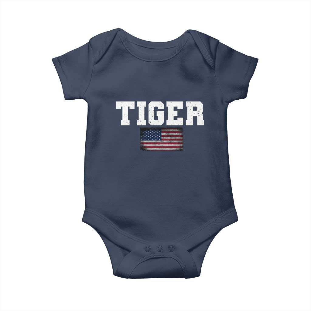 Classic Tigers Baby Onesie Retro Varsity Vintage Team Name USA Flag TS10 Navy Print Your Wear