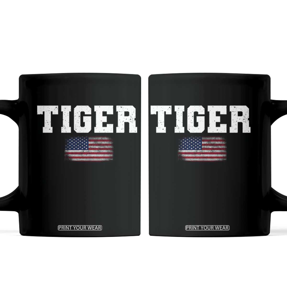 Classic Tigers Coffee Mug Retro Varsity Vintage Sports Team Name USA Flag TS10 Black Print Your Wear