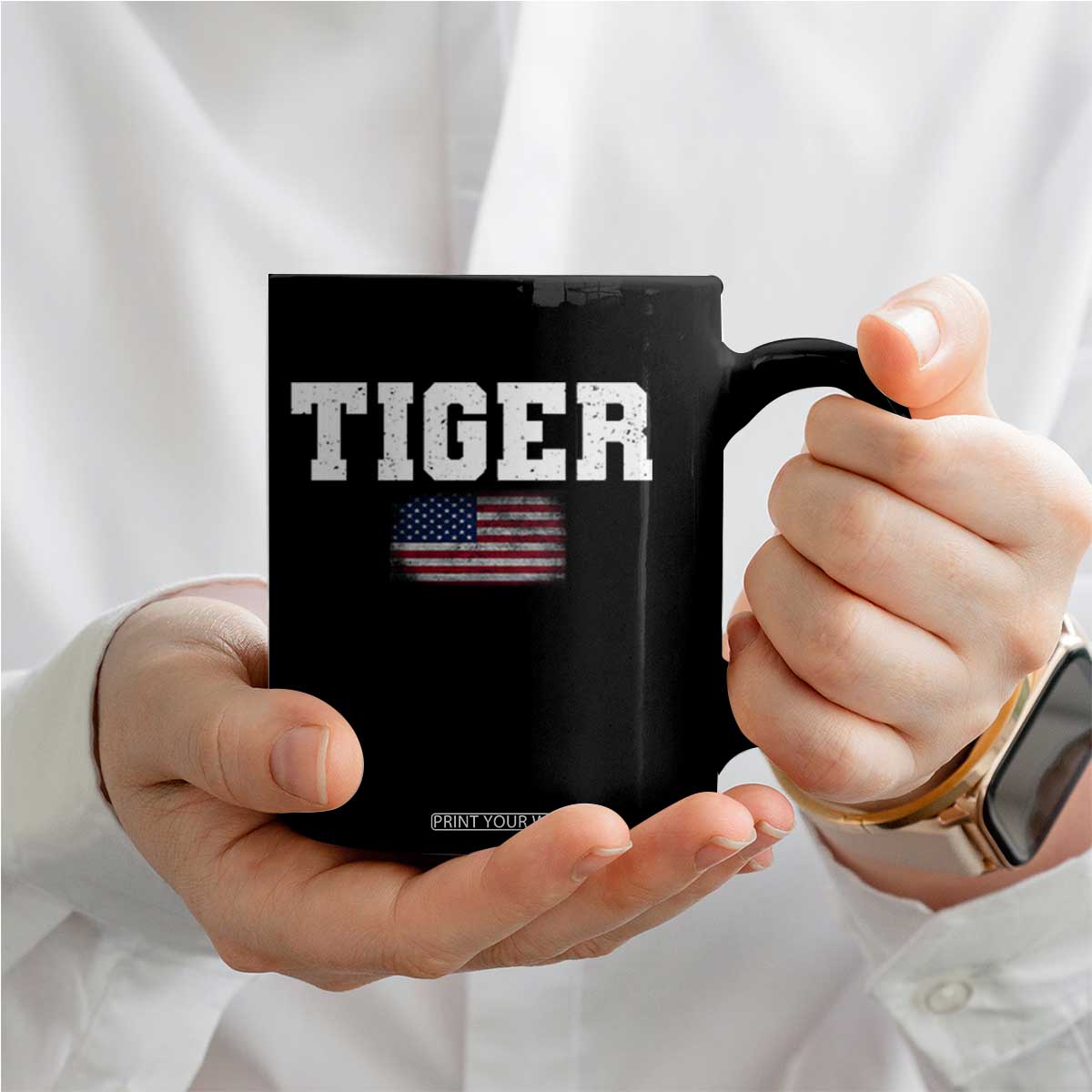 Classic Tigers Coffee Mug Retro Varsity Vintage Sports Team Name USA Flag TS10 Print Your Wear