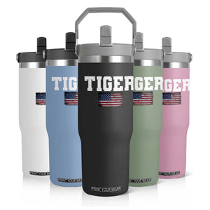 Classic Tiger Flip Straw Tumbler Retro Varsity Vintage Sports Team Name USA Flag TS10 Print Your Wear