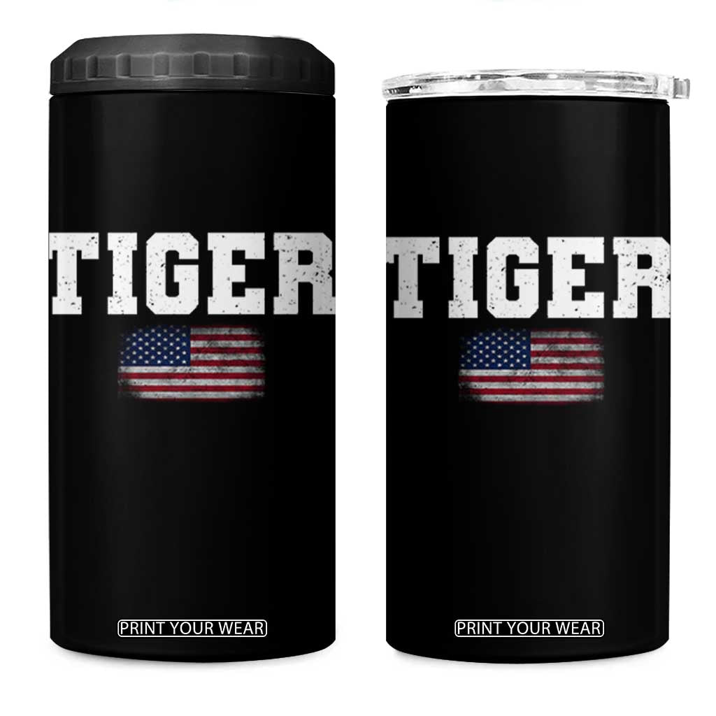 Classic Tiger 4 in 1 Can Cooler Tumbler Retro Varsity Vintage Sports Team Name USA Flag TS10 One Size: 16 oz Black Print Your Wear