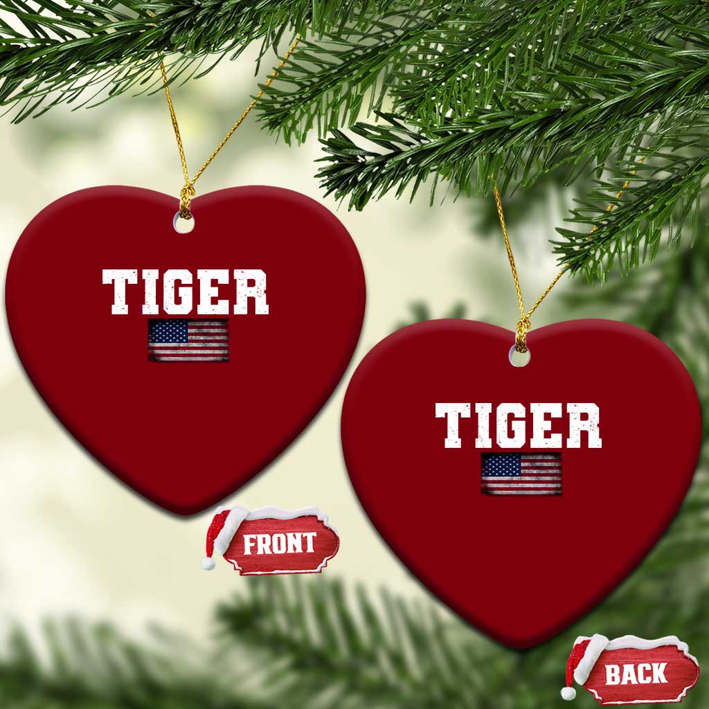 Classic Tiger Ceramic Ornament Retro Varsity Vintage Sports Team Name USA Flag TS10 Print Your Wear