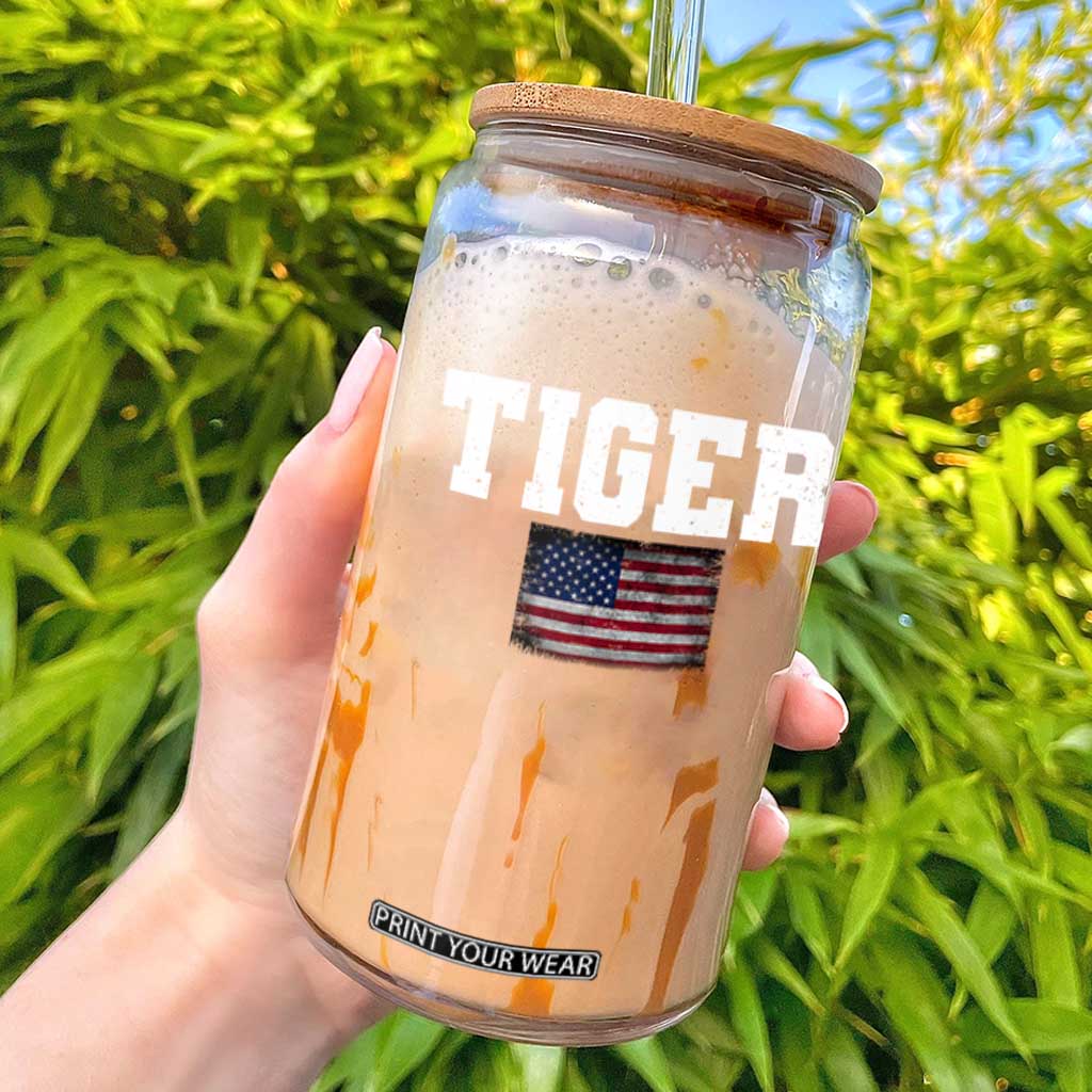 Classic Tigers Glass Can Retro Varsity Vintage Sports Team Name USA Flag TS10 Black Print Your Wear
