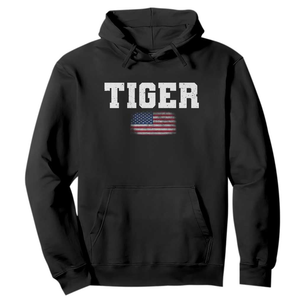 Classic Tiger Hoodie Retro Varsity Vintage Sports Team Name USA Flag TS10 Black Print Your Wear
