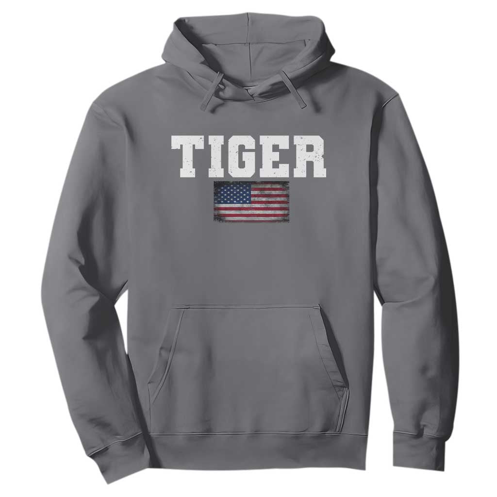 Classic Tiger Hoodie Retro Varsity Vintage Sports Team Name USA Flag TS10 Charcoal Print Your Wear