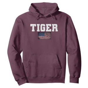 Classic Tiger Hoodie Retro Varsity Vintage Sports Team Name USA Flag TS10 Maroon Print Your Wear