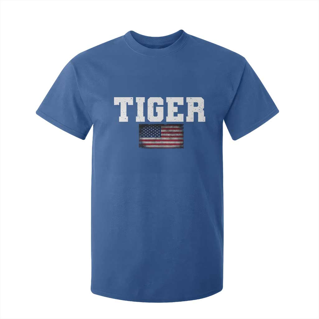 Classic Tigers T Shirt For Kid Retro Varsity Vintage Team Name USA Flag TS10 Royal Blue Print Your Wear