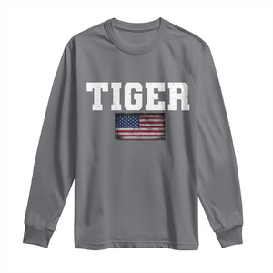 Classic Tiger Long Sleeve Shirt Retro Varsity Vintage Sports Team Name USA Flag TS10 Charcoal Print Your Wear