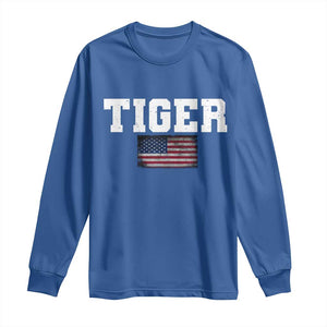 Classic Tiger Long Sleeve Shirt Retro Varsity Vintage Sports Team Name USA Flag TS10 Royal Blue Print Your Wear