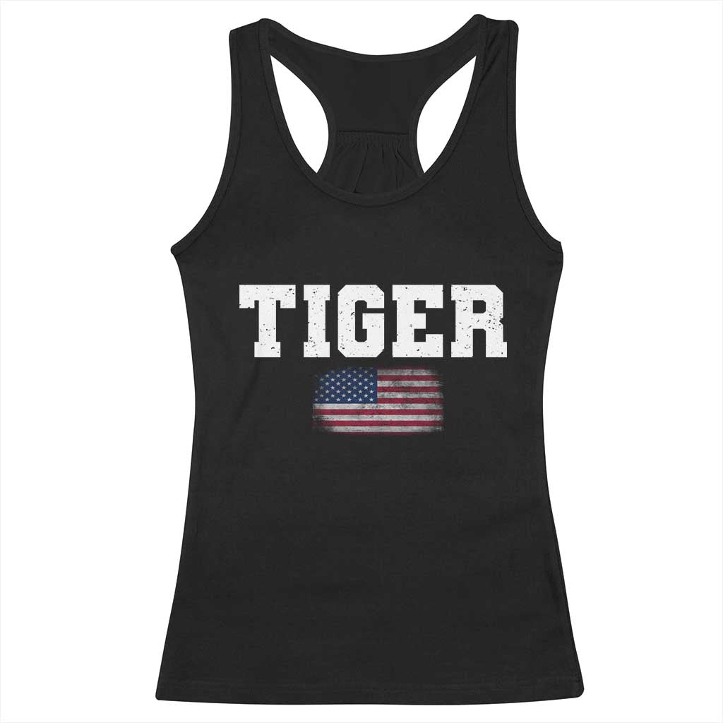 Classic Tigers Racerback Tank Top Retro Varsity Vintage Team Name USA Flag TS10 Black Print Your Wear