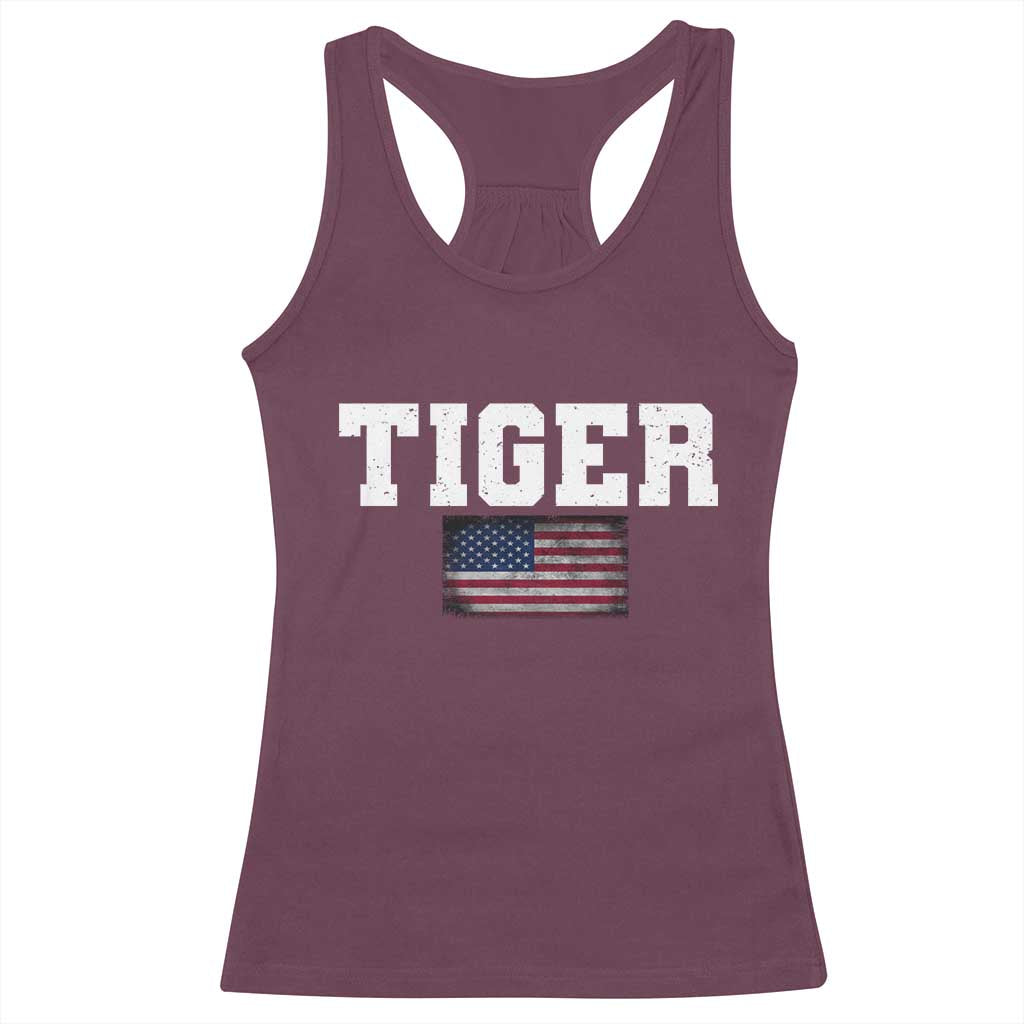 Classic Tigers Racerback Tank Top Retro Varsity Vintage Team Name USA Flag TS10 Maroon Print Your Wear
