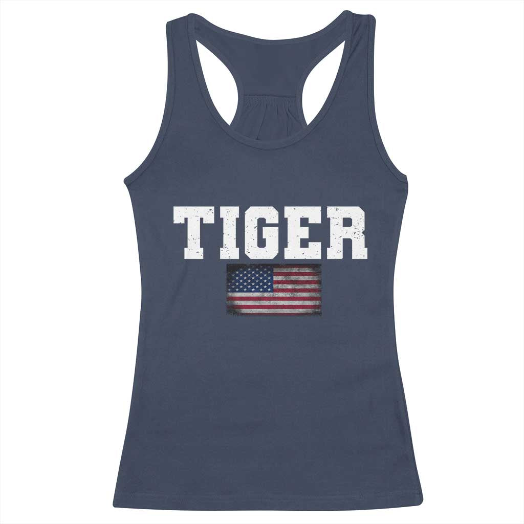 Classic Tigers Racerback Tank Top Retro Varsity Vintage Team Name USA Flag TS10 Navy Print Your Wear