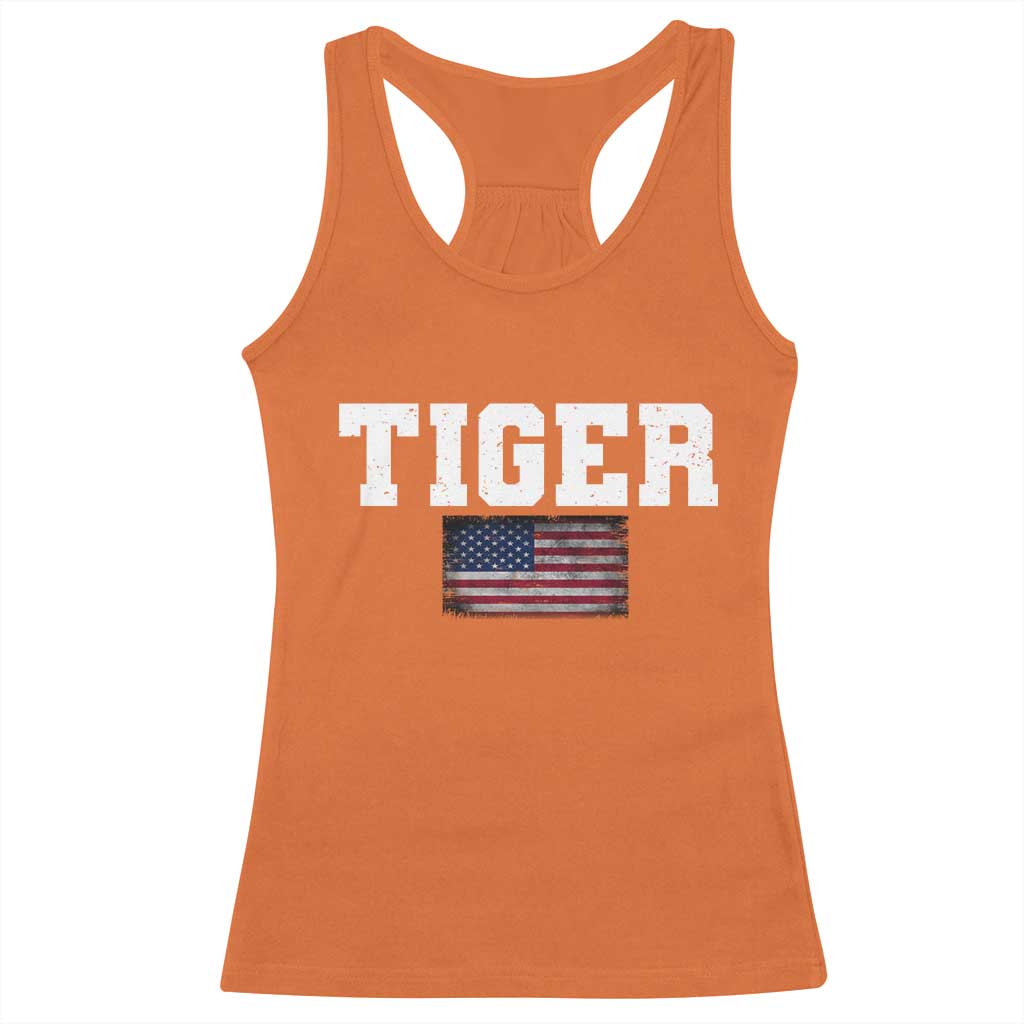 Classic Tiger Racerback Tank Top Retro Varsity Vintage Sports Team Name USA Flag TS10 Orange Print Your Wear