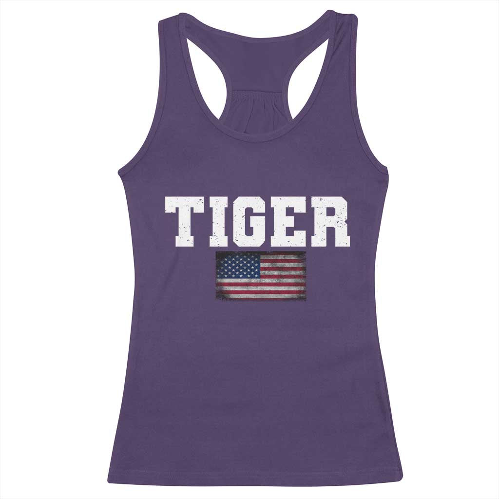Classic Tiger Racerback Tank Top Retro Varsity Vintage Sports Team Name USA Flag TS10 Purple Print Your Wear