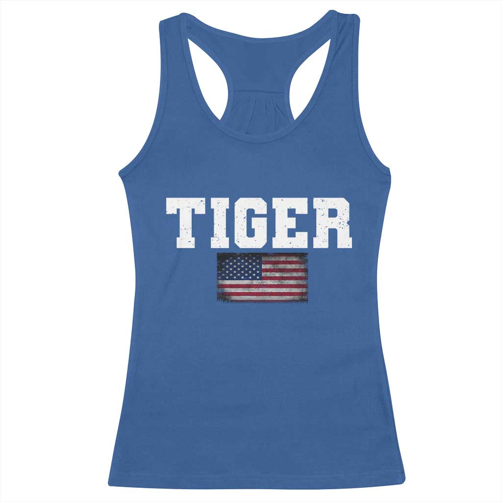 Classic Tigers Racerback Tank Top Retro Varsity Vintage Team Name USA Flag TS10 Royal Blue Print Your Wear