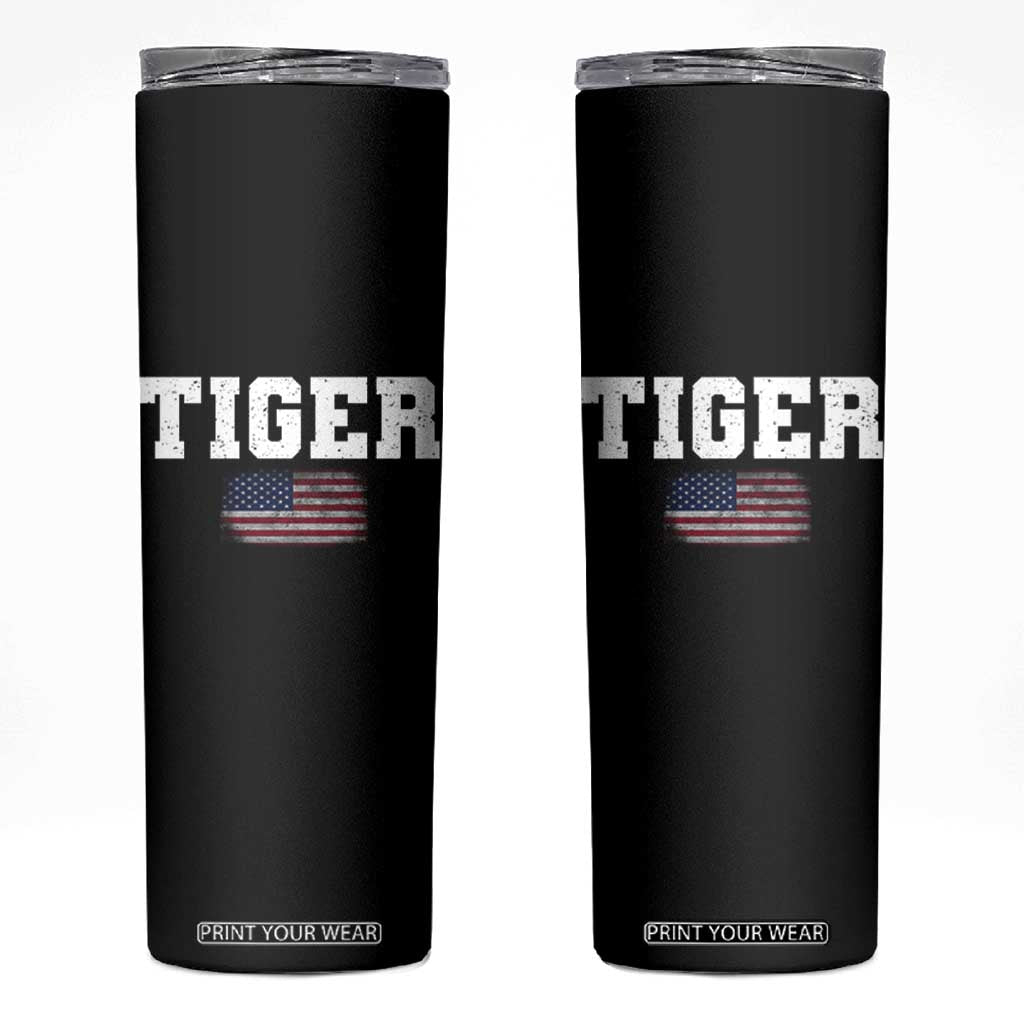 Classic Tiger Skinny Tumbler Retro Varsity Vintage Sports Team Name USA Flag TS10 Black Print Your Wear