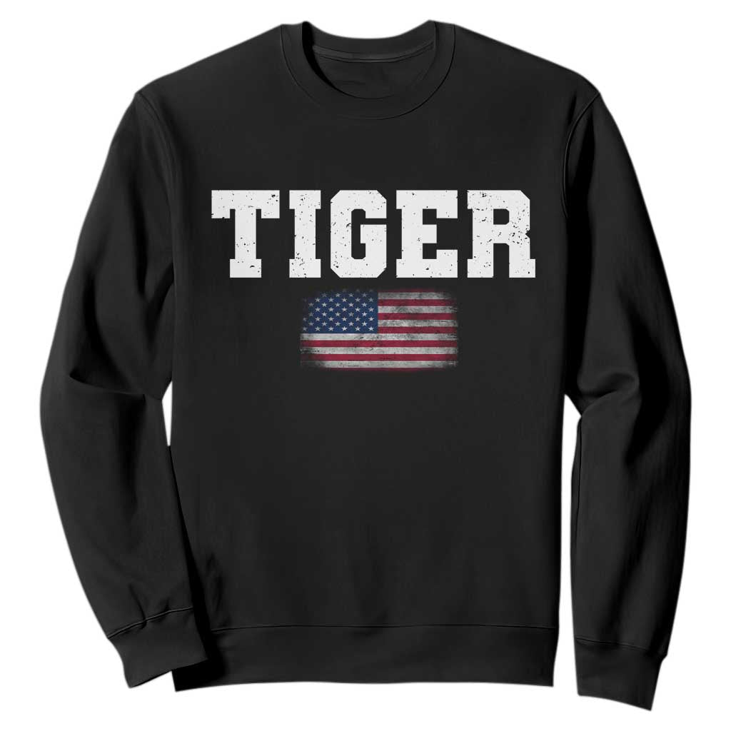 Classic Tigers Sweatshirt Retro Varsity Vintage Team Name USA Flag TS10 Black Print Your Wear
