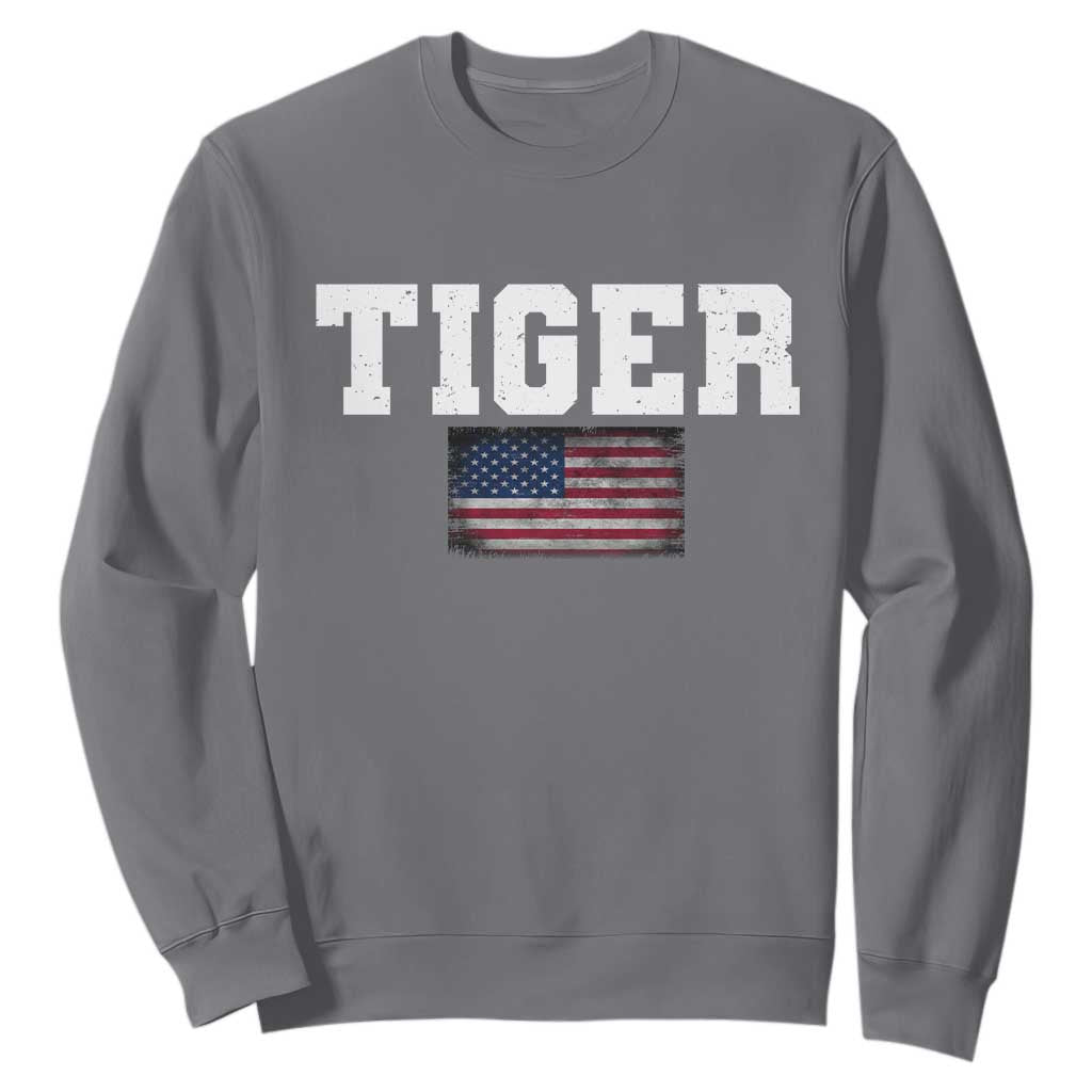 Classic Tigers Sweatshirt Retro Varsity Vintage Team Name USA Flag TS10 Charcoal Print Your Wear