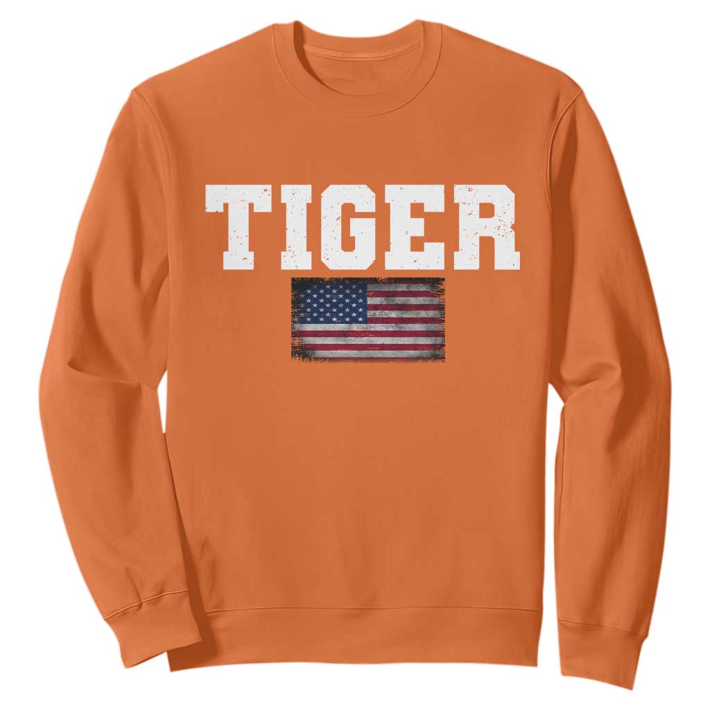 Classic Tigers Sweatshirt Retro Varsity Vintage Team Name USA Flag TS10 Orange Print Your Wear