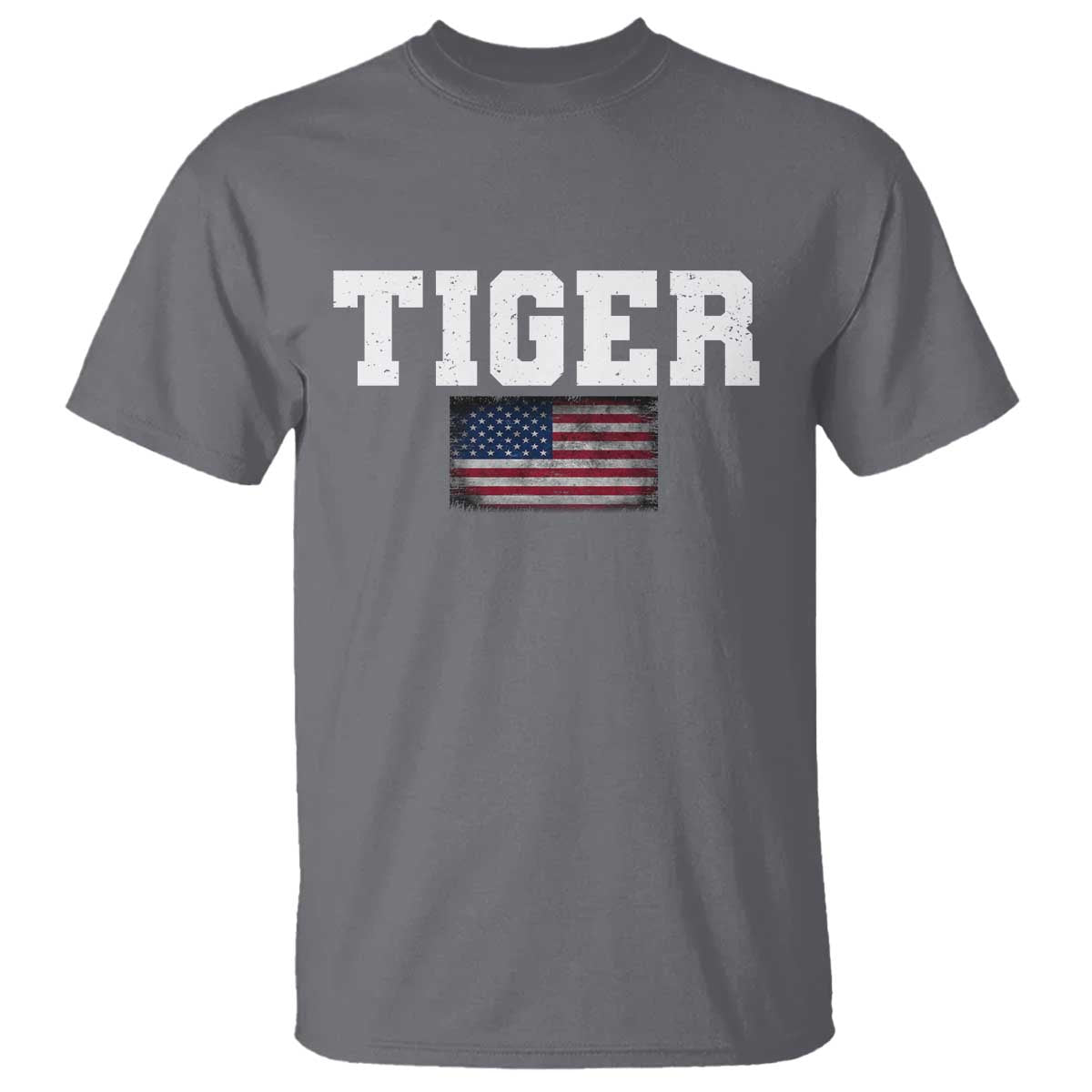 Classic Tigers T Shirt Retro Varsity Vintage Team Name USA Flag TS10 Charcoal Print Your Wear