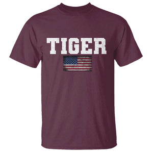 Classic Tiger T Shirt Retro Varsity Vintage Sports Team Name USA Flag TS10 Maroon Print Your Wear
