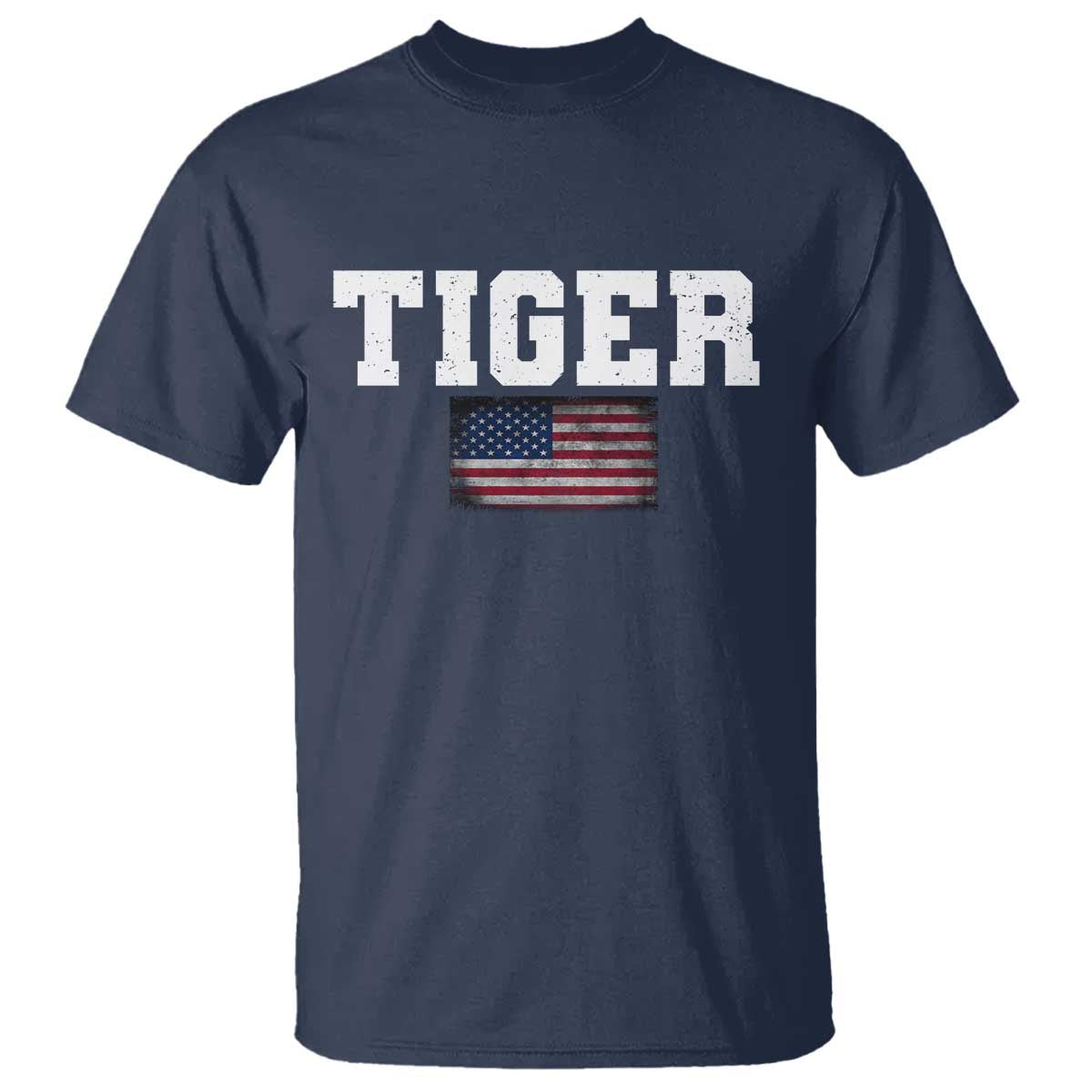 Classic Tigers T Shirt Retro Varsity Vintage Team Name USA Flag TS10 Navy Print Your Wear