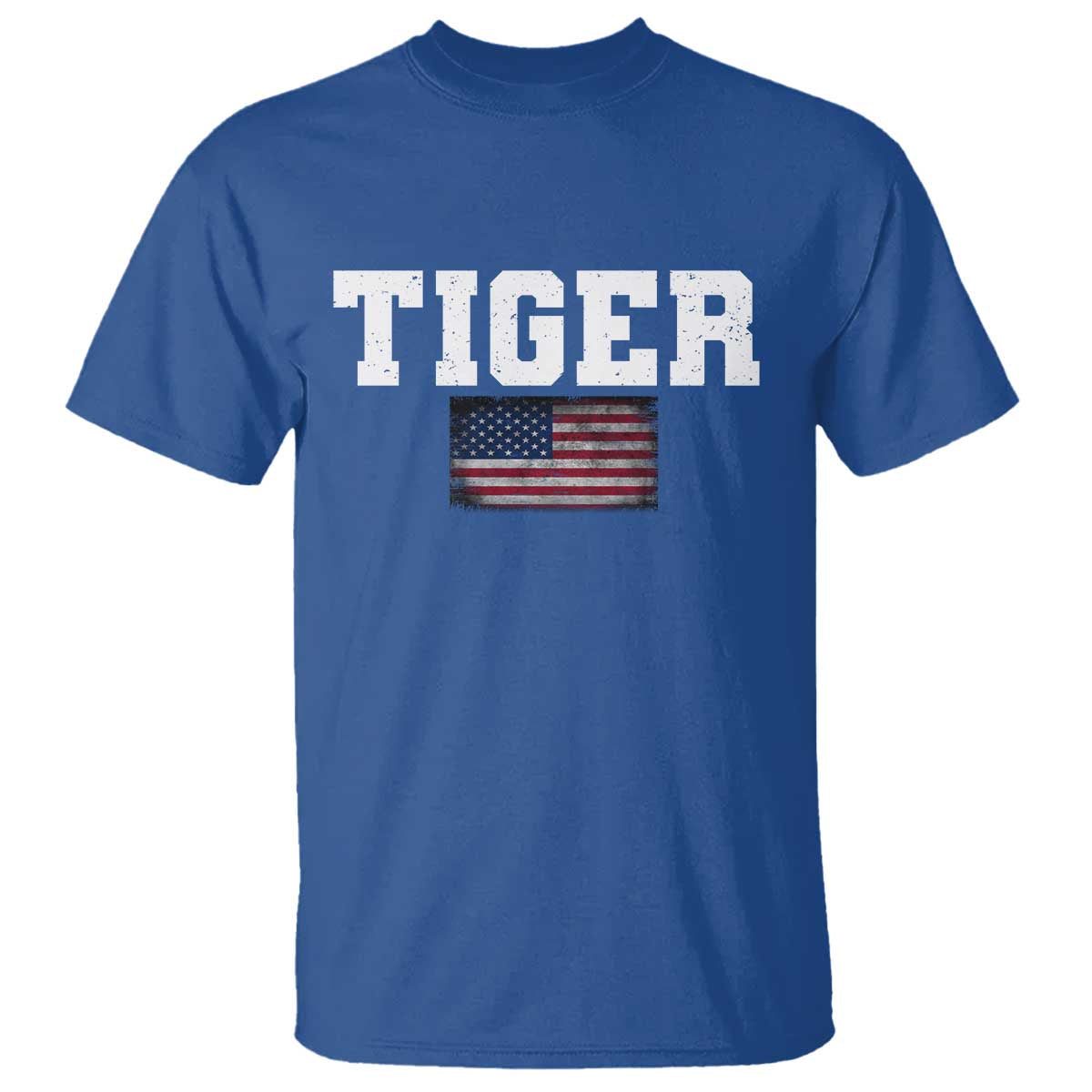 Classic Tiger T Shirt Retro Varsity Vintage Sports Team Name USA Flag TS10 Royal Blue Print Your Wear