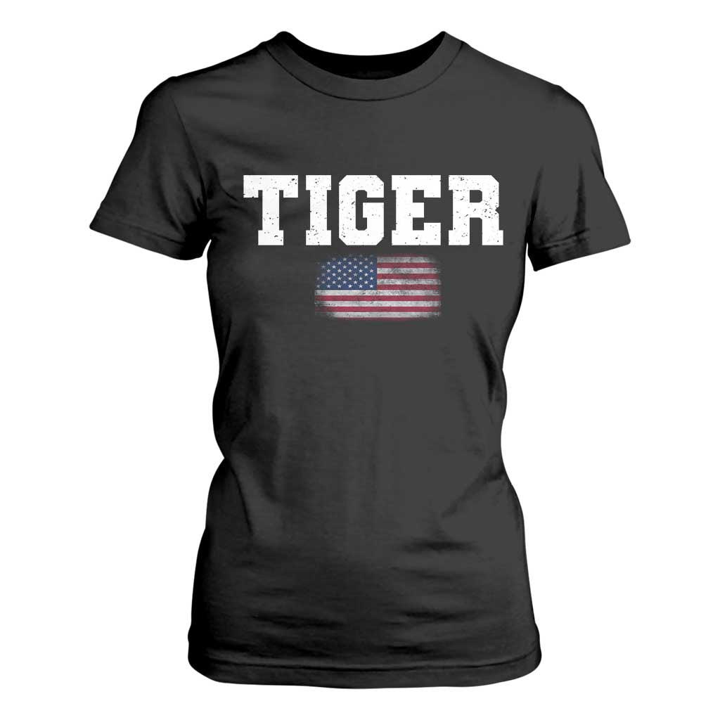 Classic Tigers T Shirt For Women Retro Varsity Vintage Team Name USA Flag TS10 Black Print Your Wear