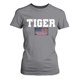 Classic Tiger T Shirt For Women Retro Varsity Vintage Sports Team Name USA Flag TS10 Charcoal Print Your Wear