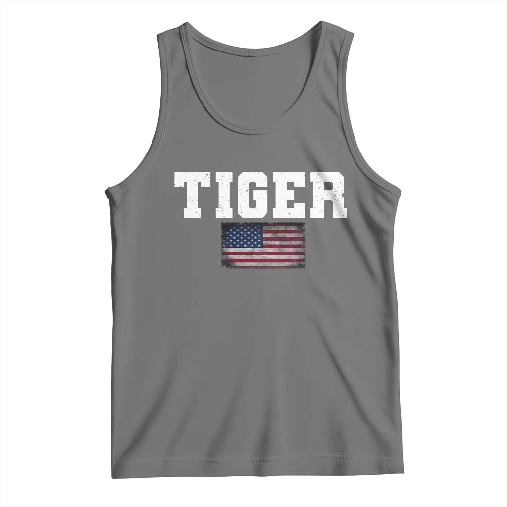 Classic Tiger Tank Top Retro Varsity Vintage Sports Team Name USA Flag TS10 Black Heather Print Your Wear