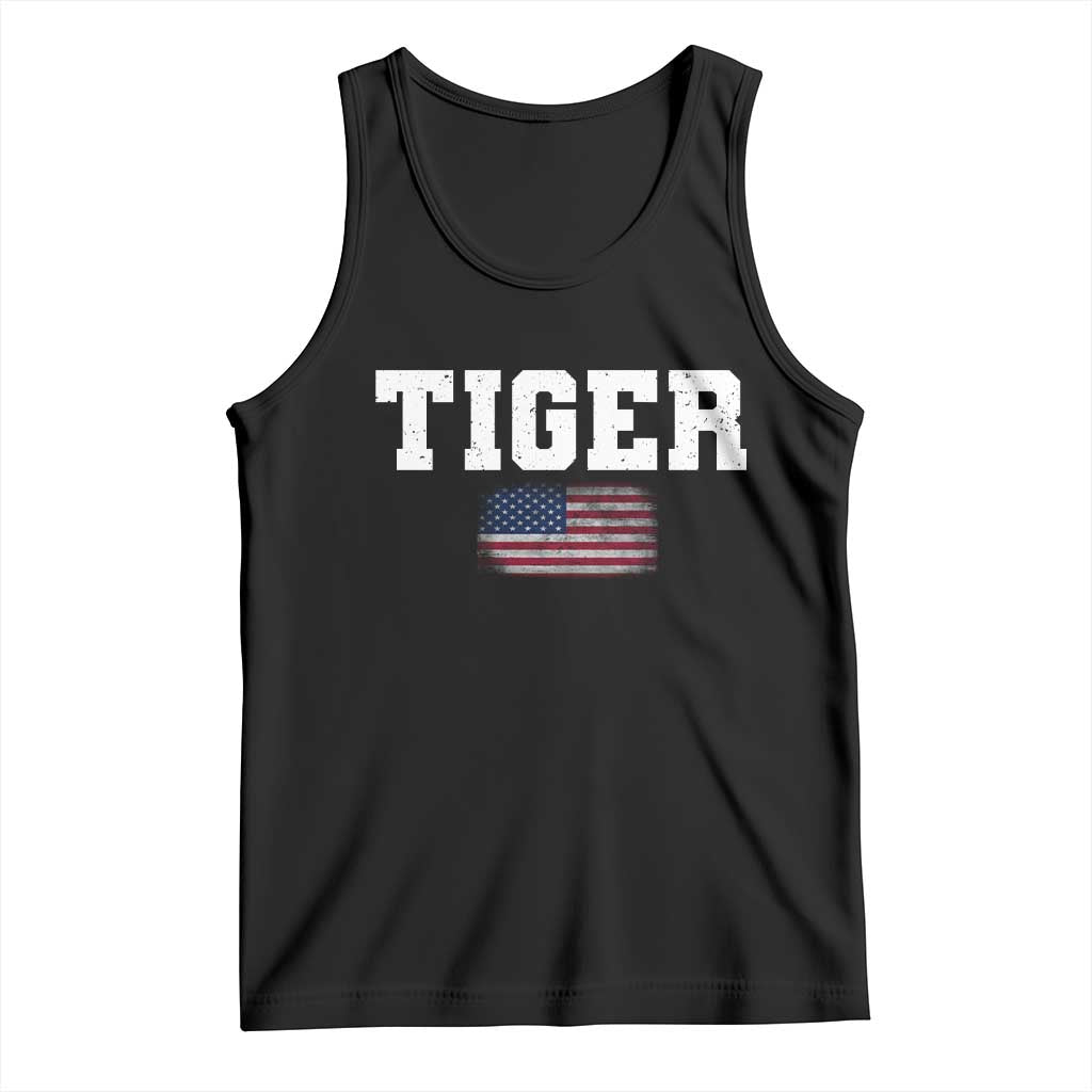Classic Tiger Tank Top Retro Varsity Vintage Sports Team Name USA Flag TS10 Black Print Your Wear