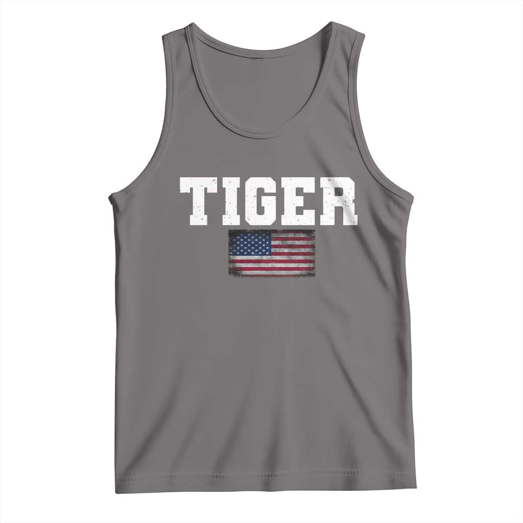 Classic Tiger Tank Top Retro Varsity Vintage Sports Team Name USA Flag TS10 Deep Heather Print Your Wear