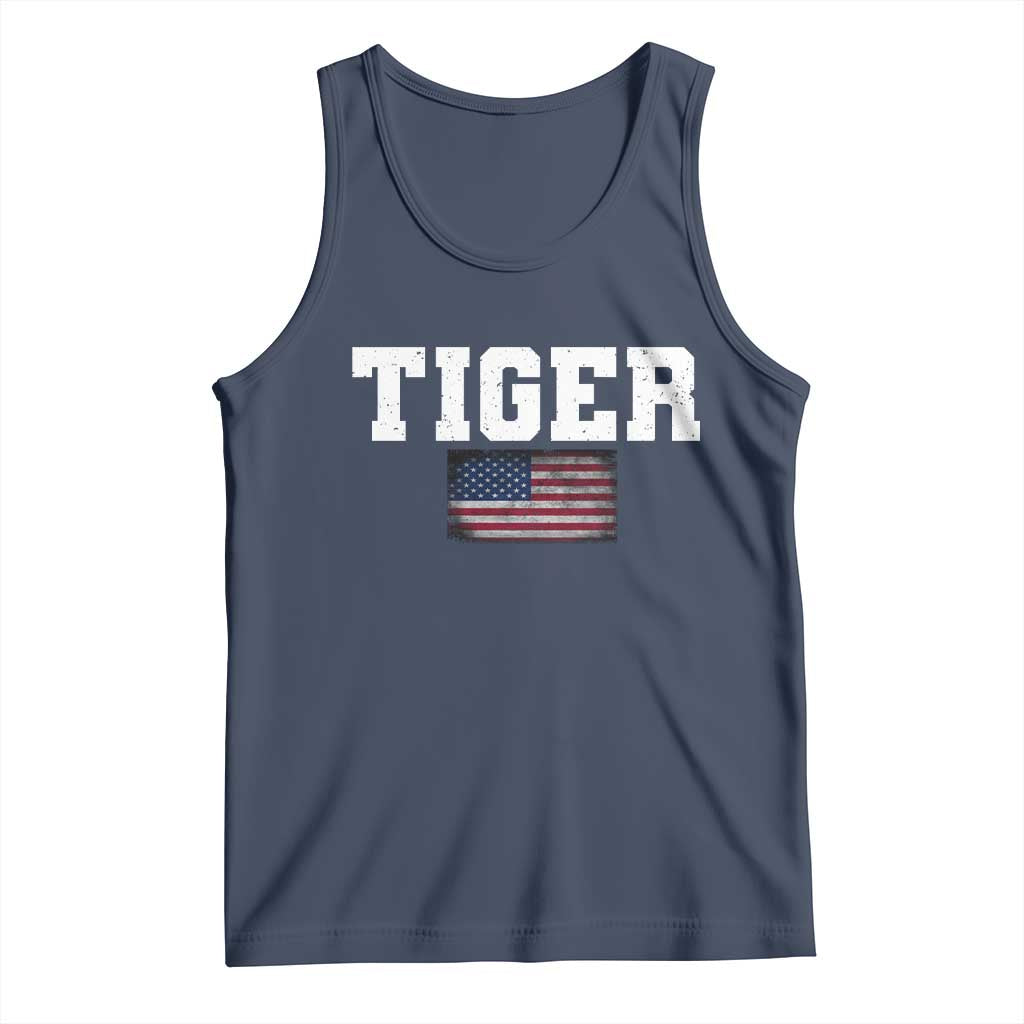 Classic Tigers Tank Top Retro Varsity Vintage Sports Team Name USA Flag TS10 Navy Print Your Wear