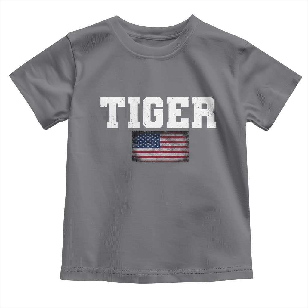 Classic Tiger Toddler T Shirt Retro Varsity Vintage Sports Team Name USA Flag TS10 Charcoal Print Your Wear