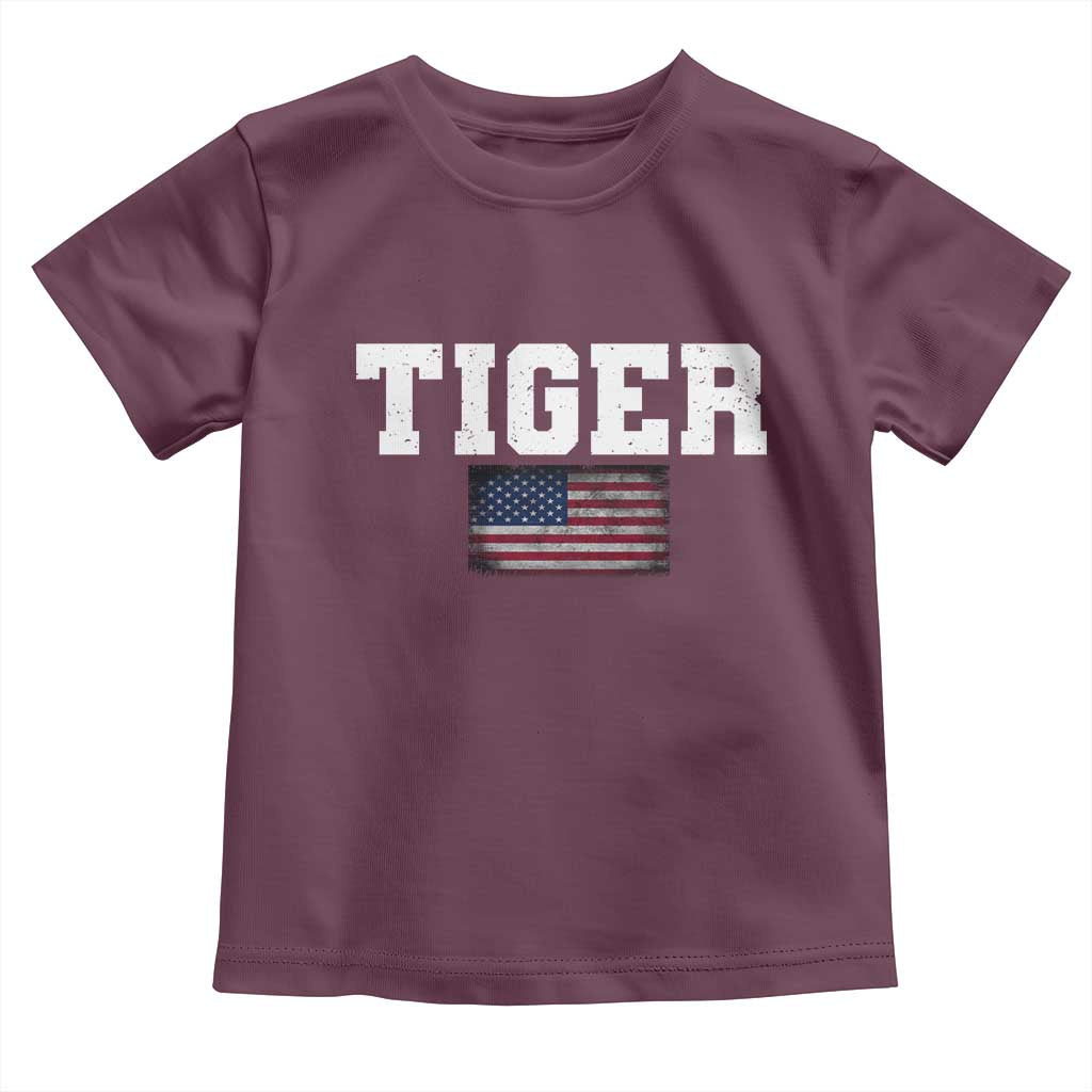 Classic Tiger Toddler T Shirt Retro Varsity Vintage Sports Team Name USA Flag TS10 Maroon Print Your Wear