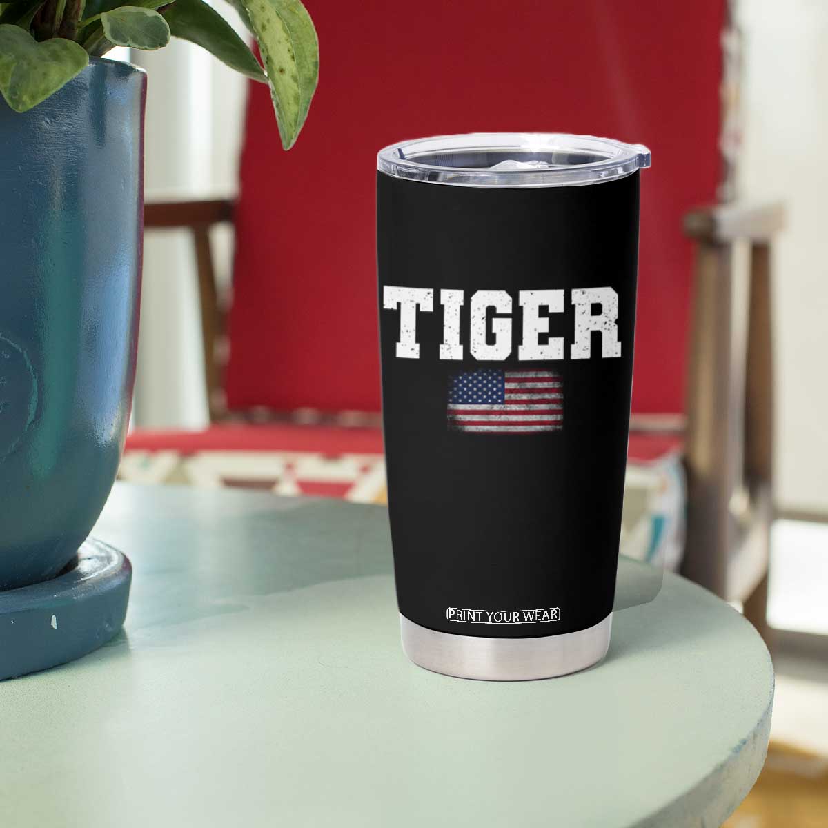 Classic Tiger Tumbler Cup Retro Varsity Vintage Sports Team Name USA Flag TS10 Print Your Wear
