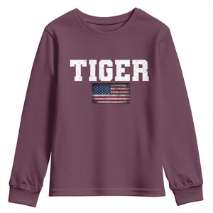 Classic Tigers Youth Sweatshirt Retro Varsity Vintage Team Name USA Flag TS10 Maroon Print Your Wear