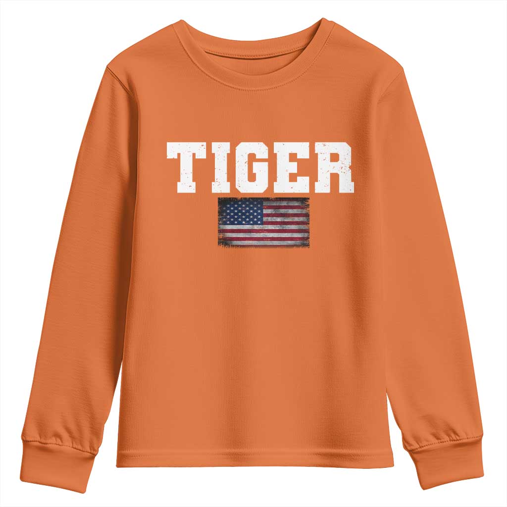 Classic Tigers Youth Sweatshirt Retro Varsity Vintage Team Name USA Flag TS10 Orange Print Your Wear